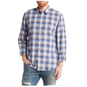 John Varvatos Mens Blue Plaid Collared Lightweight Button Up Shirt Sz XXL New